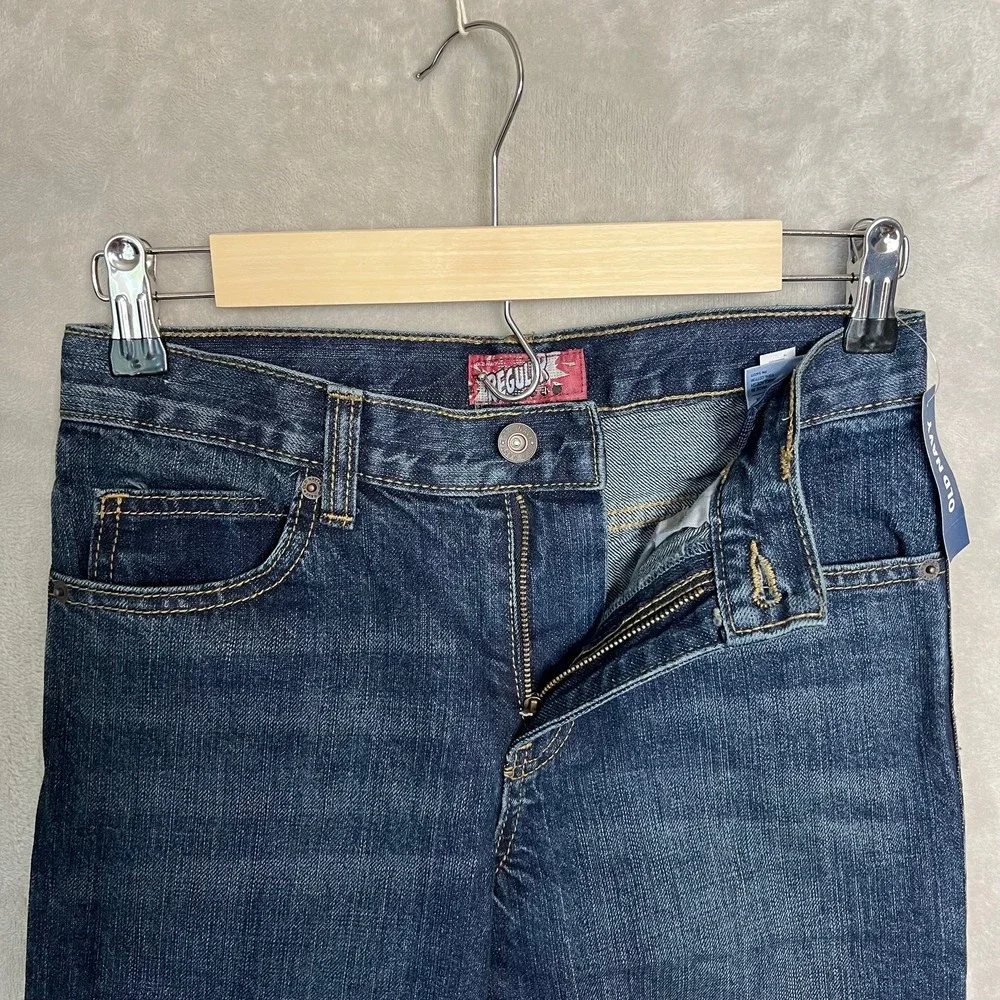 Old Navy Boys Size 12 Dark Wash Denim Straight Non-Stretch Jeans NWT V/306488